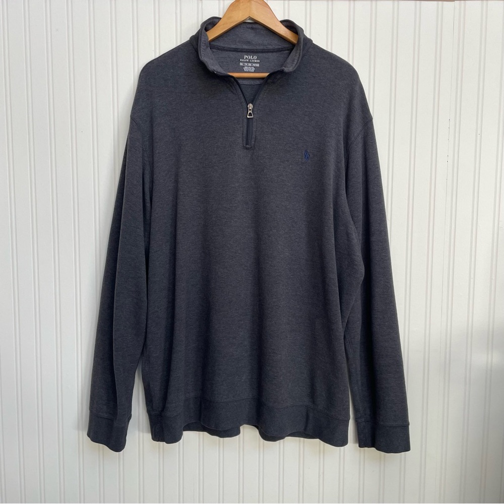 Polo Ralph Lauren 1/4 Zip Pullover Mens Dark Gray Pony Soft Cotton Size XXL